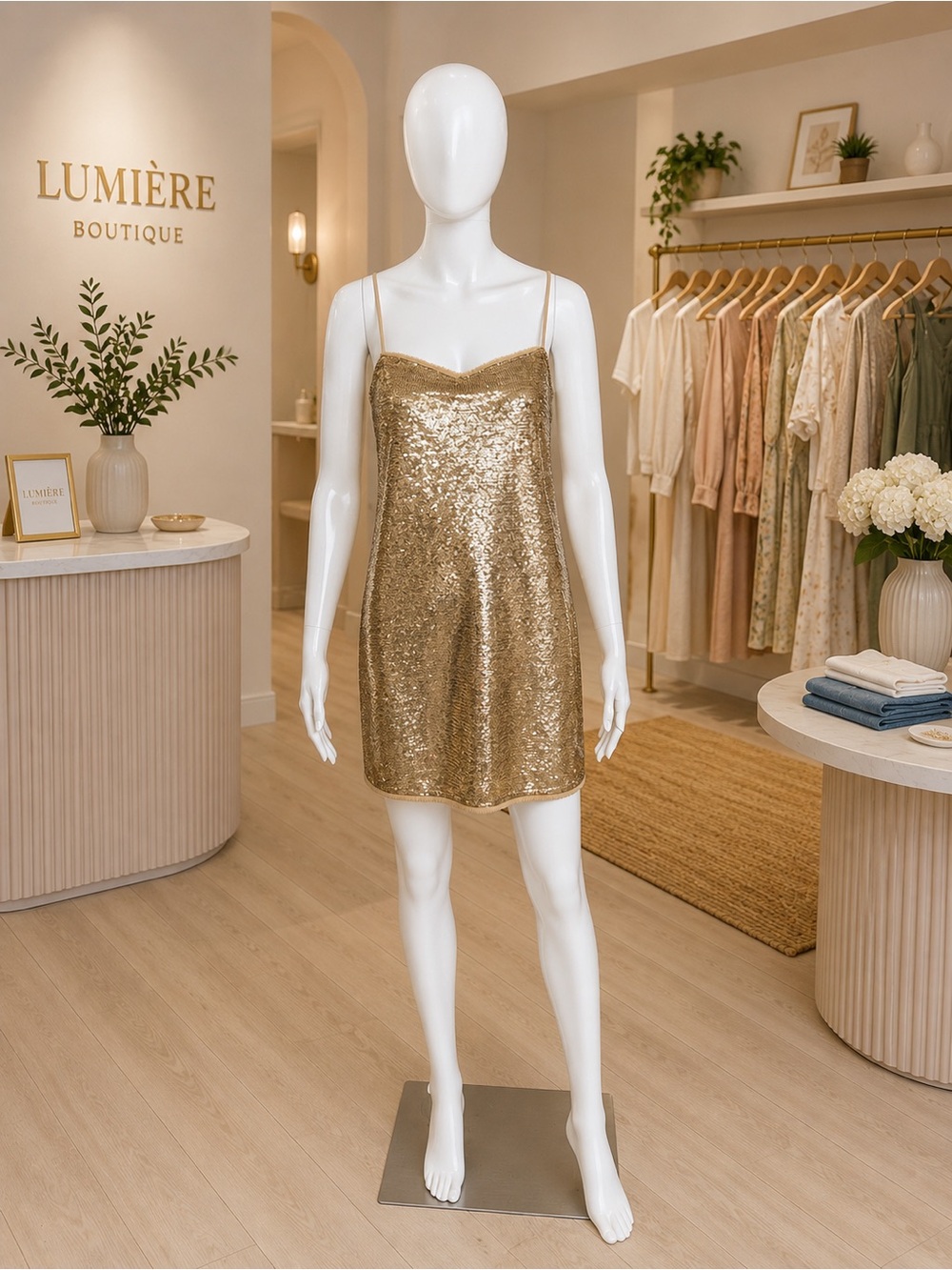 Free People Gold Sequin Mini Dress